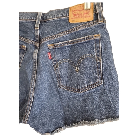 Levi's 501 Button Fly Cutoff Denim Jean Shorts 29 Dark Wash - Picture 4 of 6